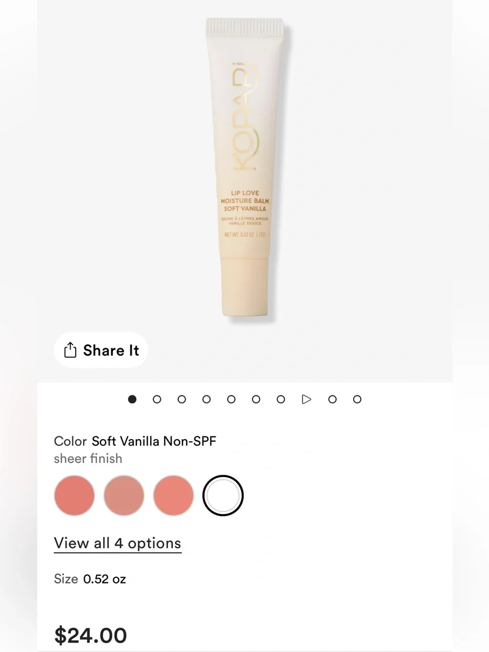 Kopari Lip Love Moisture Balm: Soft Vanilla (Sheer Finish)